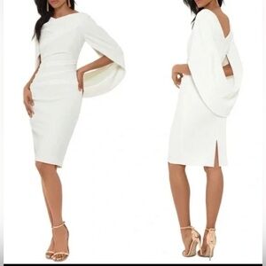 Betsy & Adam
Elegant White Drape Back Crepe Dress Sz 6